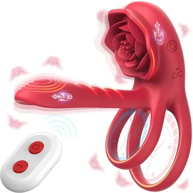 Elegant Rose Penis Cock Ring Vibrator