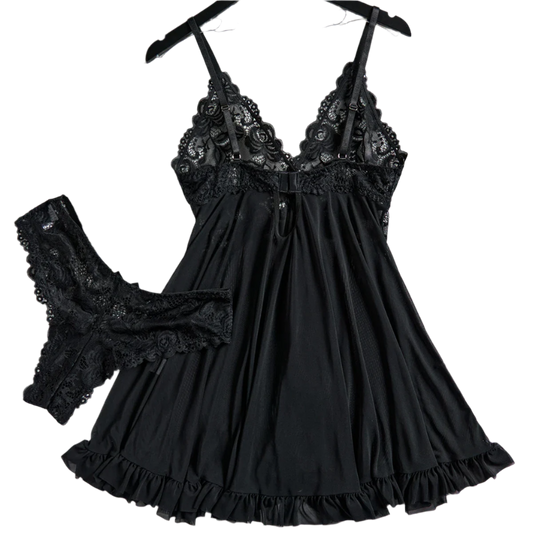 See Through Lace Nightdress & Panty Sets