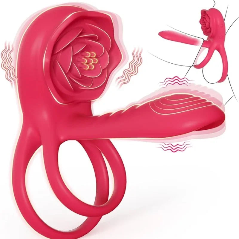 Elegant Rose Penis Cock Ring Vibrator