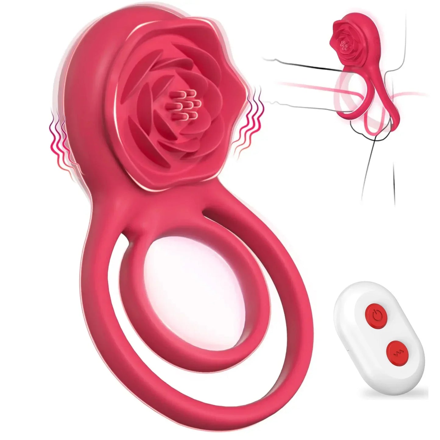 Elegant Rose Penis Cock Ring Vibrator