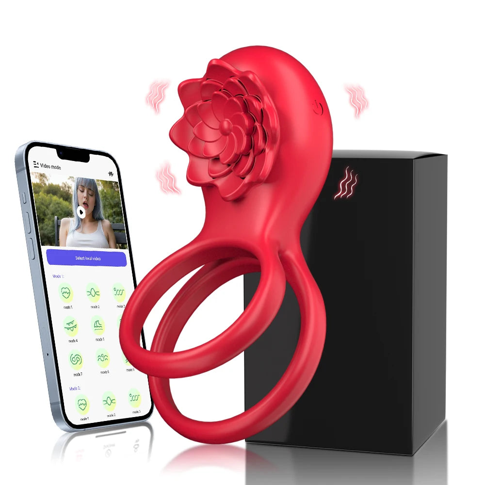 Elegant Rose Penis Cock Ring Vibrator