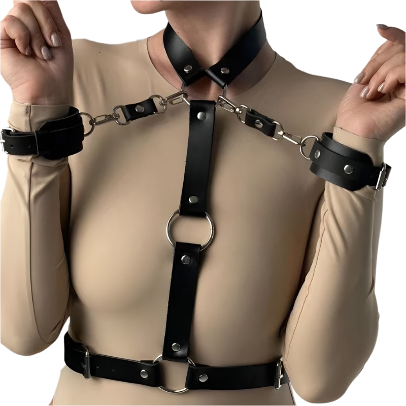 BDSM Garter Belt Lingerie Set with Handcuffs