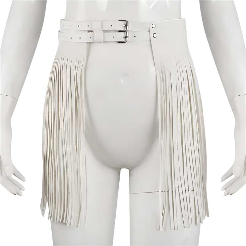 Edgy Mini Leather Fringe Skirt