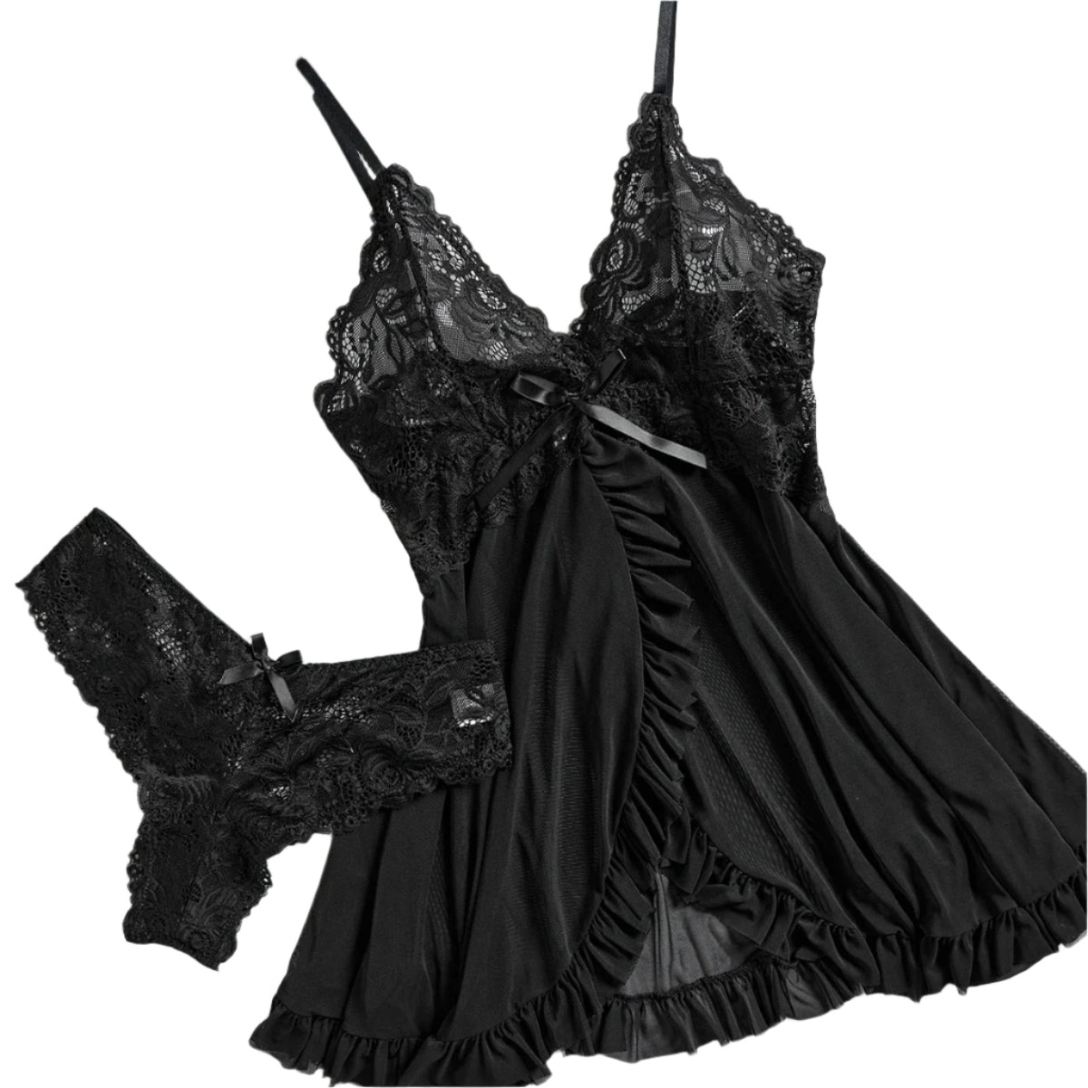 See Through Lace Nightdress & Panty Sets